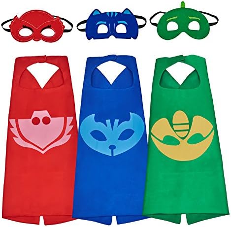 PJ Masks Costumes Superhero Costumes for Kid .3 Satin Capes and 3 Felt, Set of 3