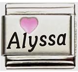 Alyssa Pink Heart Laser Name Italian Charm Link