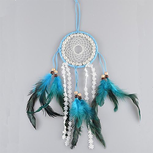 {Factory Direct Sale} Handmade Dream Catcher Circular Net with Feathers Wall Hanging Decoration Decor Ornament Craft Gift New (L15172-Navy Blue)