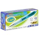 Bic Intensity Clic Gel Retractable Roller Pens, 0.7 mm, Black , 12 pens