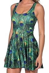 General Print Sleeveless Polyester/Spandex Cocktail Pleated Stretchy Skater Dress/Prom Dress/Party Dress/Mini Dress 
