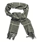Black and white hounds tooth plaid check scarf