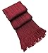 Handmade Lightweight Alpaca Natural Fiber Scarf - Cabled Design in Elegant Wine with Classic Fringes (Men/women Gift Idea)