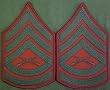 Green on Red USMC Chevrons - Gunnery Sergeant - Male