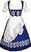 Dirndl Trachten Haus Long Midi Mid Calf Blue Women's German Oktoberfest Holiday Party Dirndl Dress