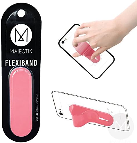 Majestik FlexiBand® Finger Loop Phone Holder Stand, Designed for Selfies &amp; Movies / Instagram Fashion &amp; Beauty Bloggers Essential (Pink)