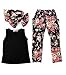 Jastore® Girls Baby Sets 3PCS Sleeveless Shirt/Tops + Floral Pants + Headband Vogue Clothes (3-4 Years)