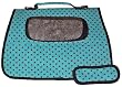 Designer Dog Carrier - Fully Enclosed Julia Petite Polka Dot Pet Carrier - Teal/ Brown