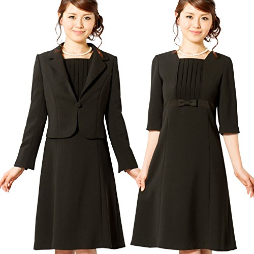 【メアリーココ】ES-1088 喪服 ブラックフォーマル フロントプリーツ アンサンブル 礼服 レディース