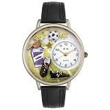 Whimsical Watches Unisex U0820002 Soccer Black Padded Leather Watch