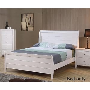 Full Size Sleigh Bed Cape Cod Style in White Finish by Coaster