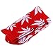 Paradise Kiss 5 Colors Plantlife Marijuana Weed Leaf Cotton High Socks Men/women Ankle (red)