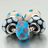 Pugster 5 Bright Blue Pale Orange Pandora Beads Bracelets
