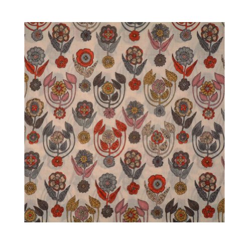 Grey, Red & Ivory Floral 'Droxford' Liberty of London Lawn Cotton Handkerchief
