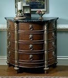 Demilune Hall Chest with Antique Cherry Finish and Black Marble By Powell Furniture