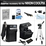 Essential Accessory Kit For Nikon COOLPIX P100 P500 Digital Camera Includes Extended (1100 Mah) Replacement Nikon EN-EL5 Battery + AC/DC Charger + USB 2.0 Card Reader + Case + Mini HDMI Cable + Full Tripod w/ Case + LCD Screen Protectors + More