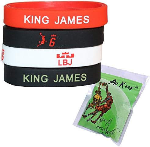 Ao Keer 3D NO.6 LeBron James Silicone Wristband Bracelet NBA Basketball Star Bracelet,4PCS Assorted Color