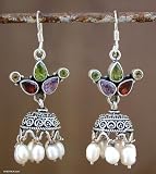 Pearl and amethyst earrings, 'Fairy Princess'