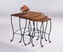 Coaster Nesting Tables, Black Iron Base Frame with Rustic Oak Wood, 3-Piece Set