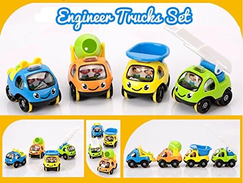 Trucks Tractor Mixer Dumper and ladder Pull Back Car Toys