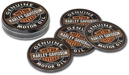 Harley-Davidson® H-D® Oil Can Coaster Set. Dimensions: 4.25" Diameter. HDL-18514
