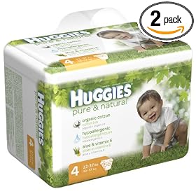Huggies Pure & Natural Diapers, Size 4, 56-Count (Pack of 2)