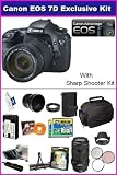 Canon EOS 7D Digital SLR Camera with EF-S 18-135mm f/3.5-5.6 IS Lens Kit With Sharp Shooter Kit Package Includes 18-135mm lens, 70-300mm lens, Filter Set, 10X macro Lens, 0.22X Fisheye lens, 2x 16GB Memory Cards, Extra battery, Rapid Charger, Case + More