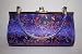 Blue Clutch Bag Blue Satin & Red Silk Evening Clutch Bag (Make up Bag) with Handle, Length 17.75 x Height 10.2 cms
