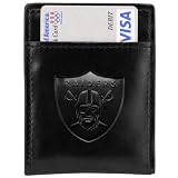 Fossil Oakland Raiders Black Leather Card Holder & Money Clip