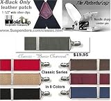 Charcoal Gray 1-1/2 Wide Suspenders X-back with Silver Clips