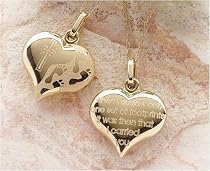 14K Yellow Gold Heart Footprints Pendant