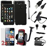 Gtmax 11 Items Accessories Bundle Kit + Strap Lanyard for Samsung Galaxy S2 SII / S 2 I9100 / AT&T I777 ****IMPORTANT: NOT compatible with Sprint / T-Mobile / Epic Touch 4G / SGH-i727****