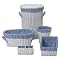 White Wicker 5-pc. Laundry Basket Set with Stripe Liners - Blue