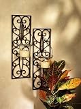 Tuscan Scrolling Metal Iron Wall Candle Sconce Set