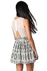 Round Neck General Print Short Sleeveless Polyester Mini Dress 