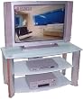 LSI Furniture "Brilliant" Aluminum and Frosted Glass 3-Tiered TV Stand