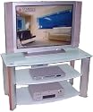 LSI Furniture "Brilliant" Aluminum and Frosted Glass 3-Tiered TV Stand