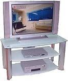 LSI Furniture "Brilliant" Aluminum and Frosted Glass 3-Tiered TV Stand