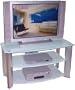 LSI Furniture "Brilliant" Aluminum and Frosted Glass 3-Tiered TV Stand