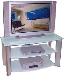 LSI Furniture "Brilliant" Aluminum and Frosted Glass 3-Tiered TV Stand