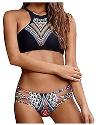 Apparel: Gritu Womens Halter Tankini Two Piece High Neck Bikini Beach Swimsuit Beachwear White Small - Geritu