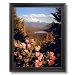 Mount Hood Lake Trees Flowers Landscape Picture Black Framed Art Print
