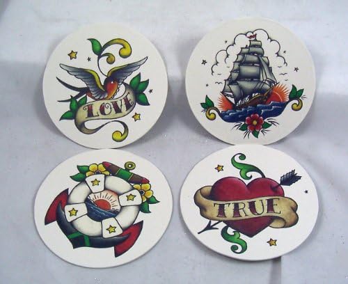 Classic Tattoo Art DRINK COASTERs tobacciana AMERICANA