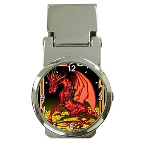 Money Clip Watch of Magic Red Fantasy Dragon