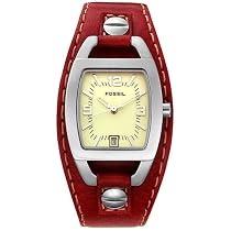 Fossil Women's Burgundy Leather Cuff Watch #JR8164