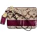 Coach Signature Stripe Wristlet Case Bag 41637 Plum