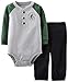Carters Baby Boys Cool Guy Henley Bodysuit Set 3 Month Olive green/grey