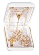 Baptismal Rosary - 5mm European Glass Pearl Beads - 15" Chain - Gold Plated Crucifix and Centerpiece - MADE IN ITALY - Gift Box Included