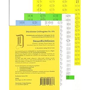 SteuerRichtlinien Griffregister Nr. 876 (2016): 196 selbstklebende und farbig bedruckte Griffregiste