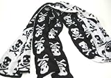 Black / White Reversible Skull / Crossbones Knit Scarf